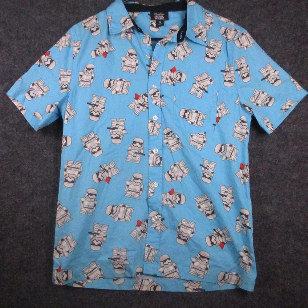 Disney Parks Star Wars Shirt Mens Small Blue Stormtrooper Graphic Button Front